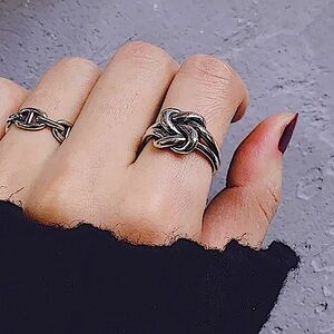 Sterling Silver Knot Tie Adjustable Cuff Minimalist Ring